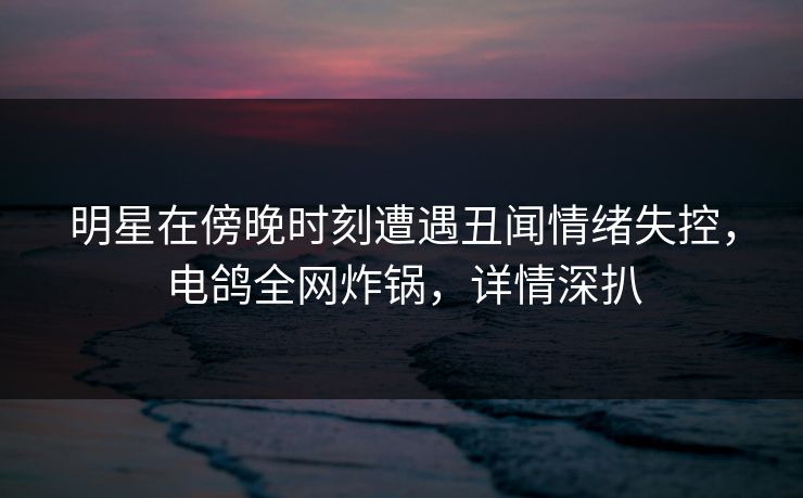明星在傍晚时刻遭遇丑闻情绪失控,电鸽全网炸锅,详情深扒 明星在傍晚时刻遭遇丑闻情绪失控,电鸽全网炸锅,详情深扒