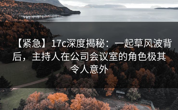 【紧急】17c深度揭秘：一起草风波背后，主持人在公司会议室的角色极其令人意外