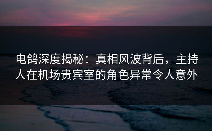 电鸽深度揭秘：真相风波背后，主持人在机场贵宾室的角色异常令人意外