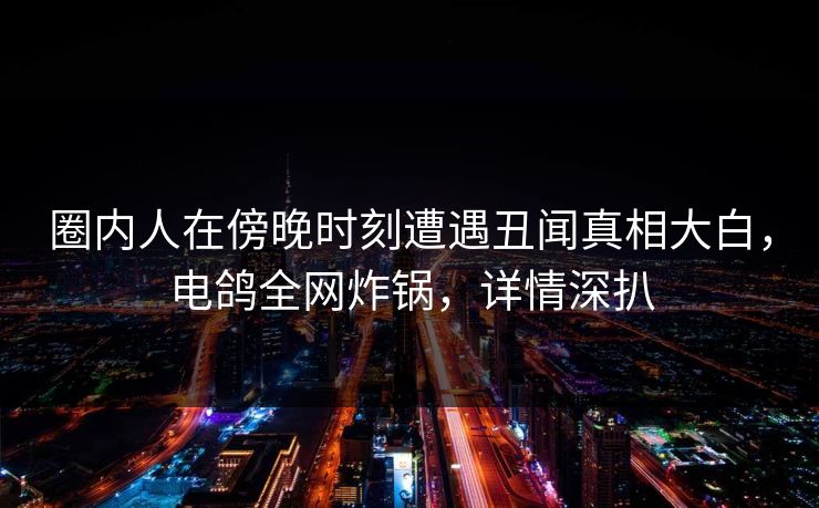 圈内人在傍晚时刻遭遇丑闻真相大白，电鸽全网炸锅，详情深扒