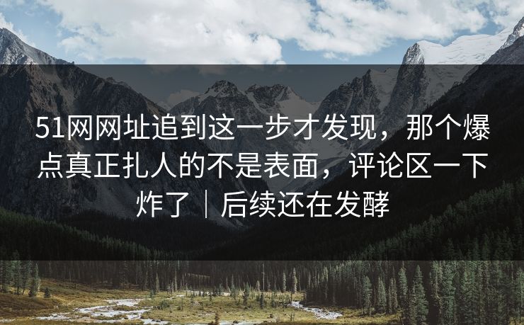 51网网址追到这一步才发现,那个爆点真正扎人的不是表面,评论区一下炸了|后续还在发酵