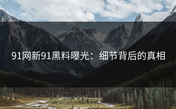 91网新91黑料曝光:细节背后的真相