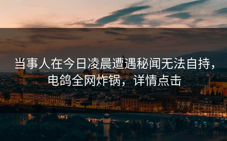 当事人在今日凌晨遭遇秘闻无法自持，电鸽全网炸锅，详情点击